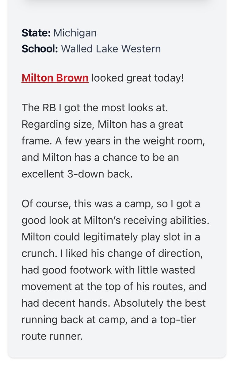 Milton Brown 2029 ATH (@miltonbrownll) on Twitter photo Thank you <a href="/alex_pallone/">Alex Pallone</a> <a href="/PrepRedzoneMI/">Prep Redzone Michigan</a> <a href="/PrepRedzone/">Prep Redzone 🏈</a> <a href="/TrambleJoe/">Joe Tramble</a> for the write up Thank you <a href="/alex_pallone/">Alex Pallone</a> <a href="/PrepRedzoneMI/">Prep Redzone Michigan</a> <a href="/PrepRedzone/">Prep Redzone 🏈</a> <a href="/TrambleJoe/">Joe Tramble</a> for the write up