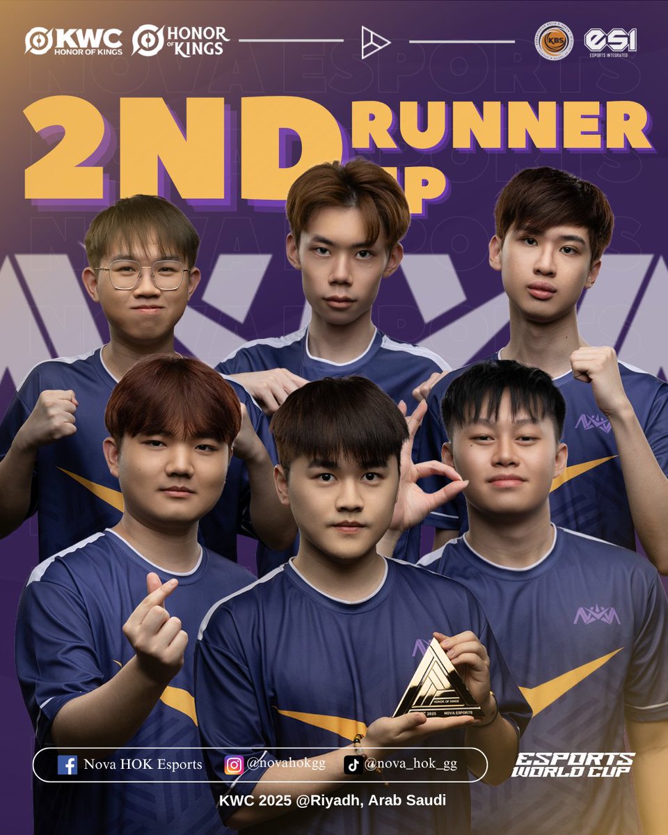 Huge congrats to our Nova HOK team for securing 3rd place at KWC 2025! 🥳👏
Let’s celebrate this victory together with <a href="/novahokgg/">novahokgg</a> !
 
#KWC2025 #EWC25 #2025HOK #HonorOfKings #HOKEsports #novaesports #novastrong #SuperNOVA