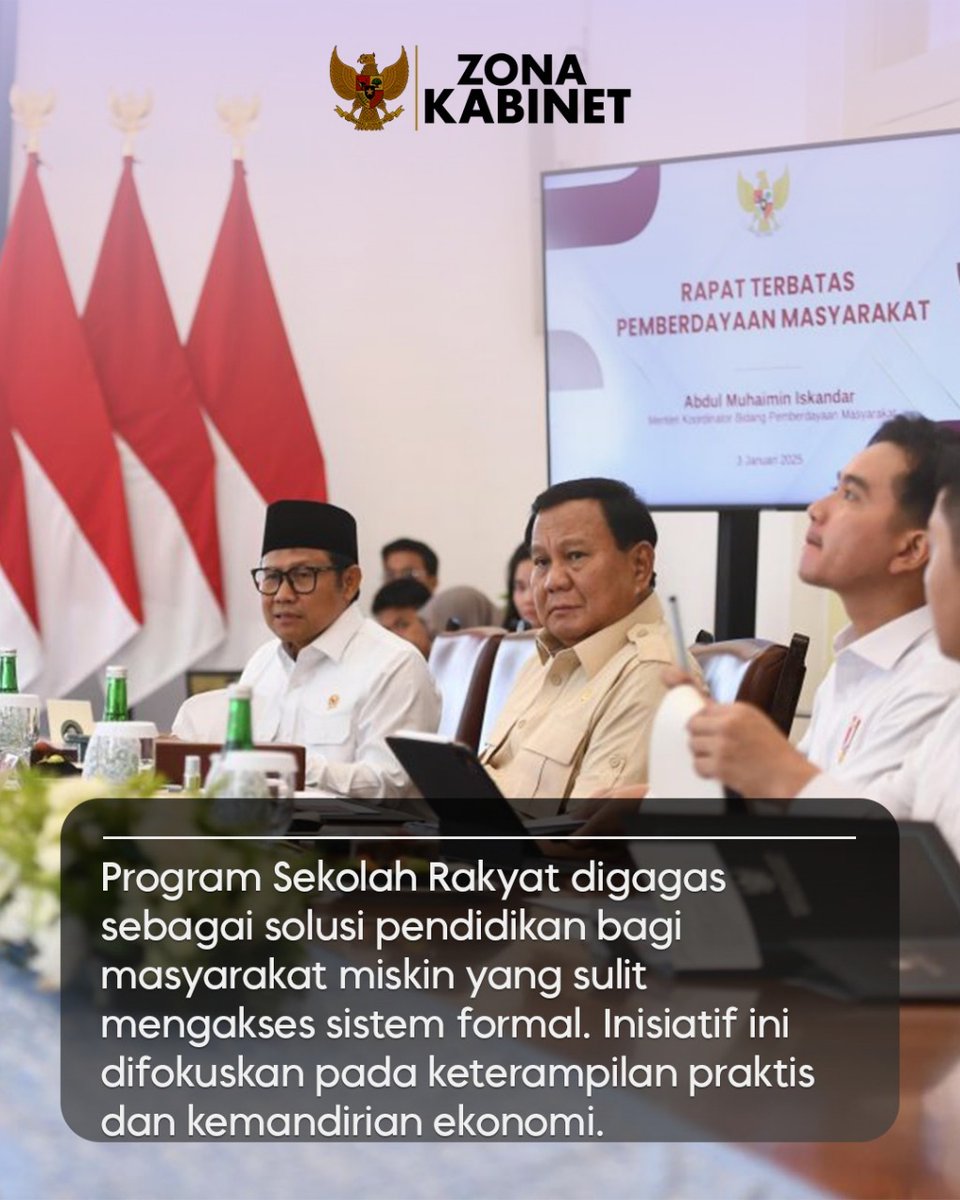 Pemberdayaan Ekonomi Rakyat bukan sekadar bantuan finansial. Sekolah Rakyat adalah investasi masa depan, membekali anak-anak miskin dengan pendidikan berkualitas. Kebijakan cerdas Presiden Prabowo demi #PutusRantaiKemiskinan dari akarnya.