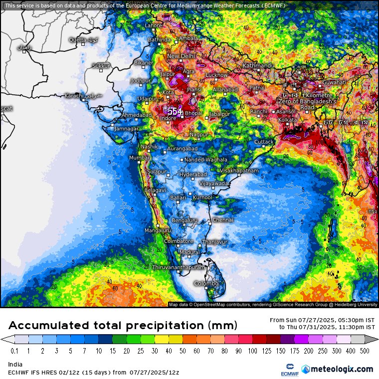 pkusrain's tweet image. Next 4 Days total rainfall forecast by ECMWF model.