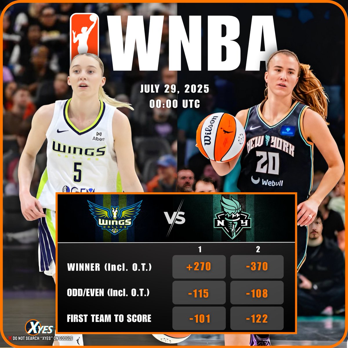 Xyes_com's tweet image. 🏀 WNBA Clash: Dallas Wings vs New York Liberty!
Will the Wings take flight or can Liberty lock in another win? 🔥💪
Who’s your pick in this electrifying matchup?
#WNBA2025 #DallasWings #NewYorkLiberty