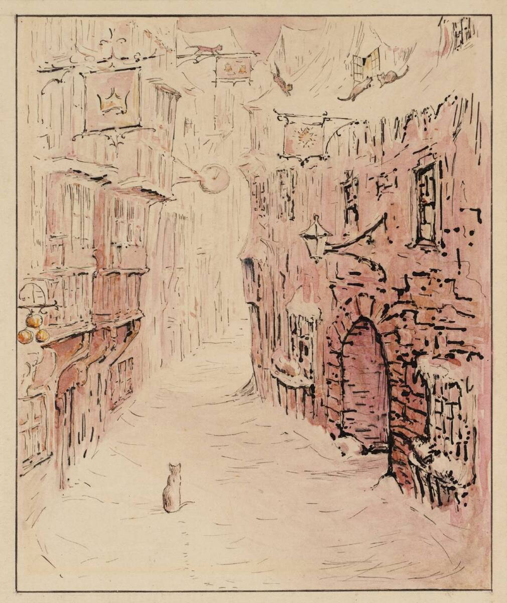 BtrixPotter's tweet image. Simpkin in the Snowy Street wikiart.org/en/beatrix-pot…