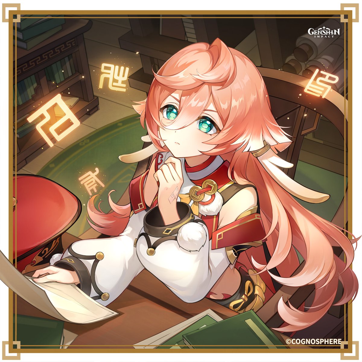 Happy Birthday, Yanfei!
#GenshinImpact #Yanfei 

Sorry, I got a bit distracted looking through some legal documents.
Why am I not wearing a hat? Hehe, I'm at home, so I figured I could relax a little.
Since I haven't had to travel for work lately, I thought I might as well