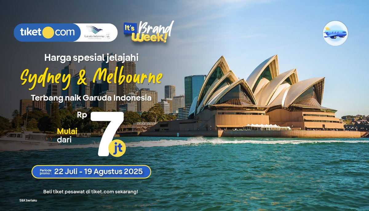 Liburan sambil slow living di Sydney &amp; Melbourne, yuk! 😉🍃 Terbang ke sana naik Garuda Indonesia mulai dari Rp7 jt aja!😍

Yuk, beli tiketmu sekarang!👇🏻
go.tiket.com/BWGarudaMelbou…