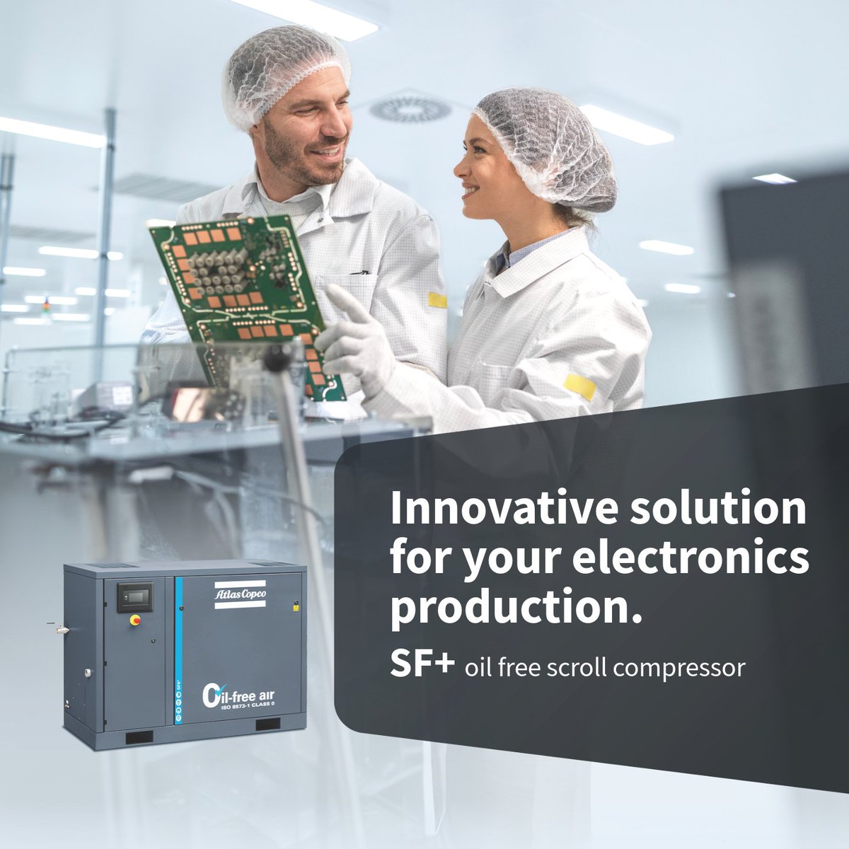 In electronics production, even the slightest oil contamination can compromise product quality and cause costly disruptions. That’s why Atlas Copco’s scroll compressors are the trusted choice for delivering Class 0 oil-free air.
👉 Read the full blog: bit.ly/455f1aj