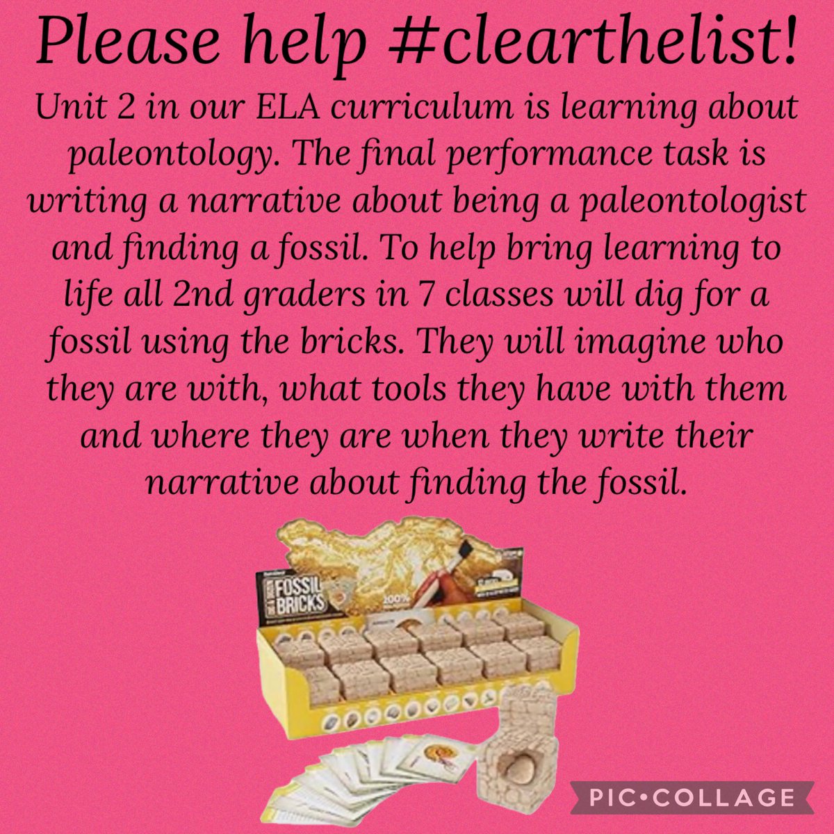 Laura_Rest23's tweet image. It’s midnight ET! Hoping to find a donor. I’m looking to get these fossil bricks purchased. They will be helping 10 teachers in 7 classrooms. No one else posts and I’m the veteran on the grade. So please help #clearthelist! 

amazon.com/hz/wishlist/ls…