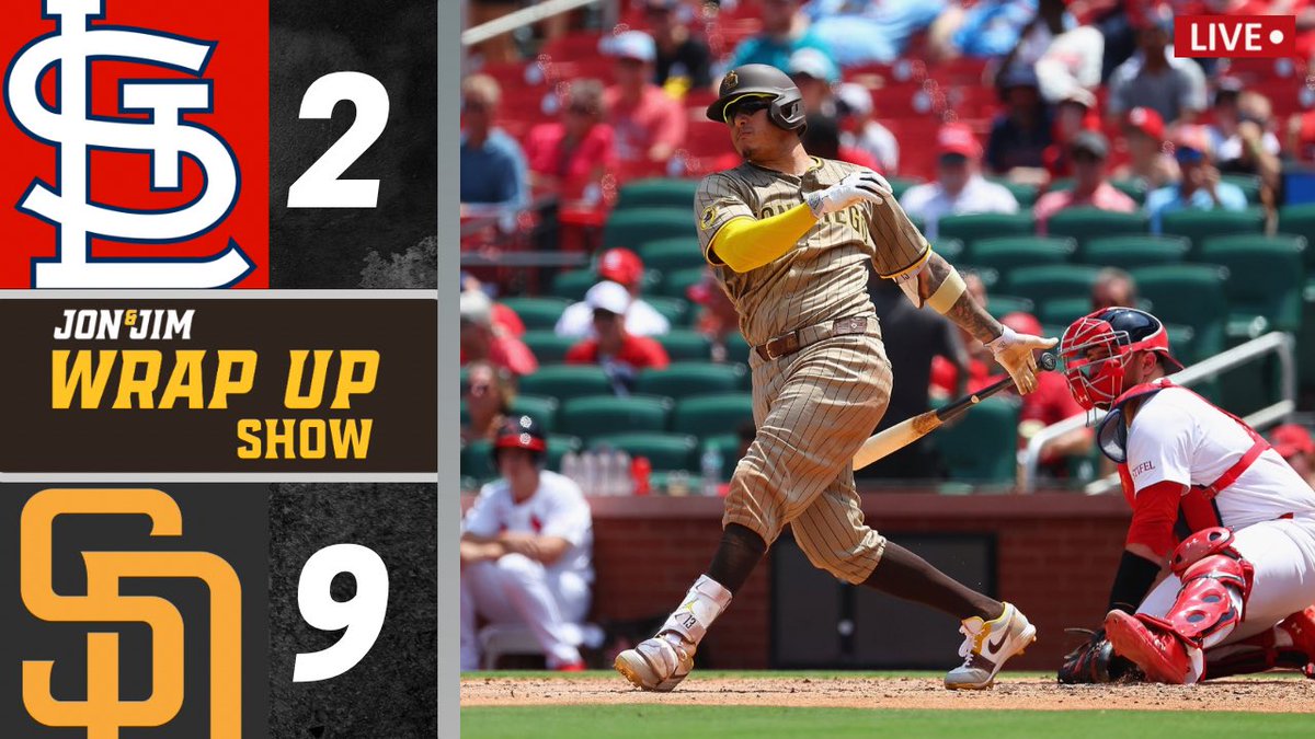 JimRussellSD's tweet image. #Padres have a 5-5 roadtrip, Jon Jay pisses off Manny Machado & he makes the Cardinals pay & trade deadline is this week
Wrap Up Show starts at 9:35pm!
📺 youtube.com/live/GjbkCZTDY…