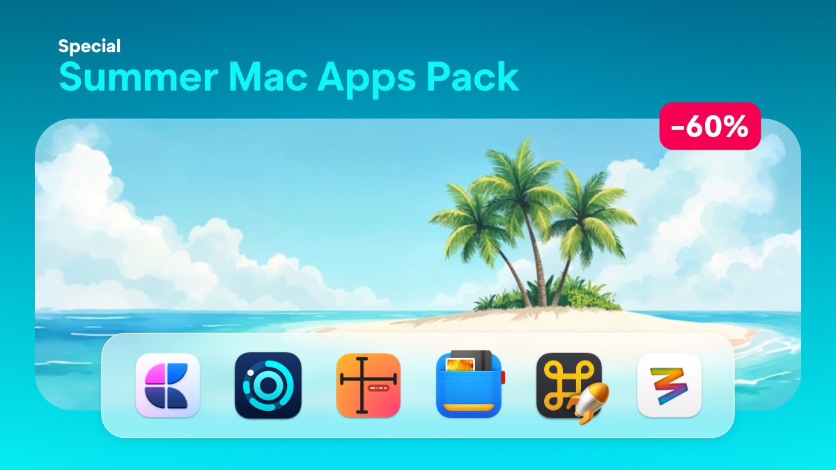 timemator's tweet image. Like a Breeze 🏖️ Summer Mac Apps Event!

Grab 6 premium Mac apps — including Timemator — in this limited summer bundle. 60% off.
Get it here → tinyurl.com/y9t7s6wr

#MacApps #MacBundle #AppBundle #SummerSale