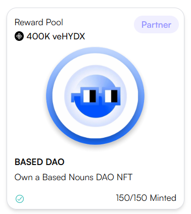 basednouns's tweet image. Let's go! Gratz to the 150 members who claimed their badges and Shout-Out once again to @HydrexFi for the opportunity to our members!🔵💙