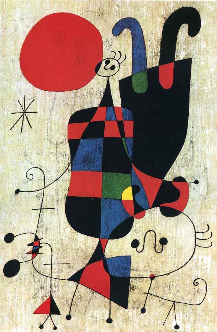 Figuras y perro frente al sol de Joan Miró