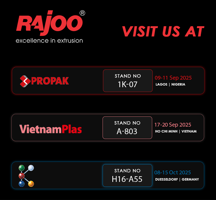 RD_Equity's tweet image. 🛠️ Product Powerhouse: #Rajoo offers blown film lines, sheet lines, thermoforming machines, and more. Recent launches like the PROEX Series and PentaFoil® - POD showcase cutting-edge tech. See their products in upcoming exhibitions #Innovation #ExtrusionTech