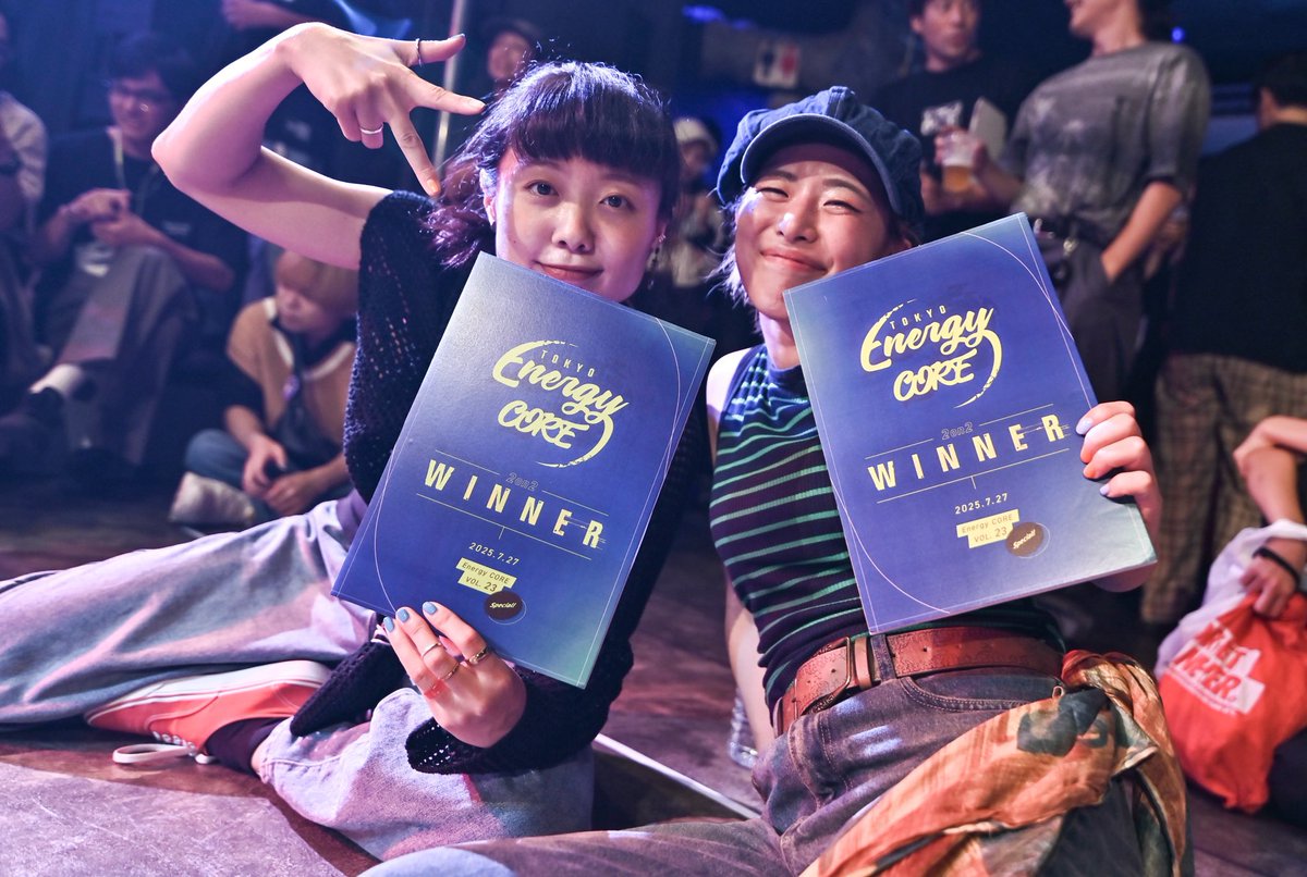 #エナコア 先輩後輩2on2、たけみゆと優勝👑✨️去年はじめくらいから彼女の踊りをポイントポイントで見させてもらって。自分なりに色んな事を考えて練りこめる努力家さん。ラストワンムーブをソロで任せて、ちゃんとやれる事やってきてくれた。ダンサーとしてリスペクト。本当にありがとう！！