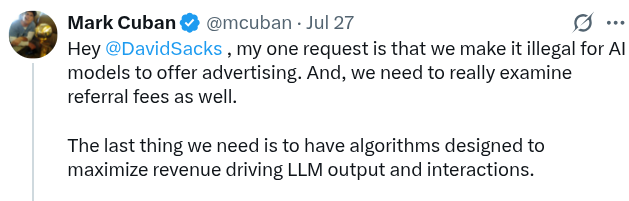 kshashi's tweet image. Ah, a tech billionaire, who made his riches during dot com mania, conveniently forgets entire history of ad-driven growth of internet and demands ban on ads as well as price controls.
