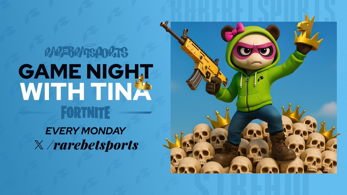 thepandaonabike's tweet image. gm! will you be joining Tina for a Fortnite Stream tomorrow at 11:00AM PDT / 6:00PM UTC?? ๐๐๐๐๐๐
๐ฅ watch stream on @RareBetSports X or Twitch twitch.tv/rarebetsports ๐ฅ