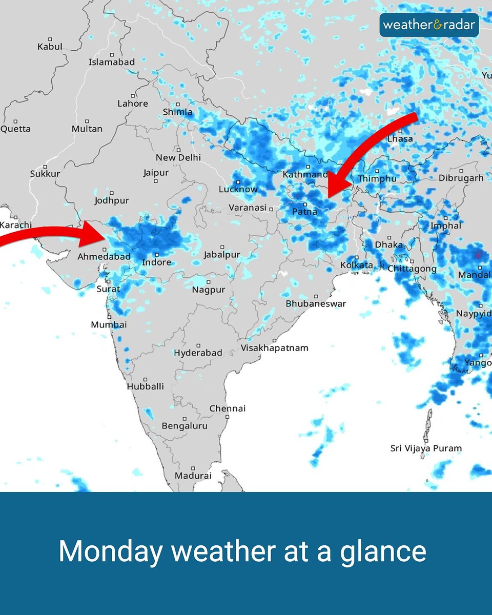 🌧️ Monsoon Monday Mood!
Widespread showers drench central and eastern parts today. #Monsoon2025 #RainyDays #WeatherUpdate