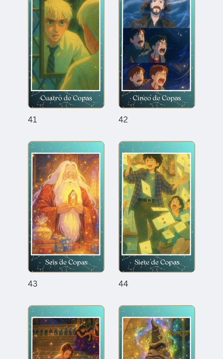 Mrsboluda1's tweet photo. Me hice (chat gpt, pinterest y canva) unas cartas del tarot de harry potter y en estilo ghibli? OBVIO que sí. 
Dios me encantaron https://t.co/PJLKbDav6E