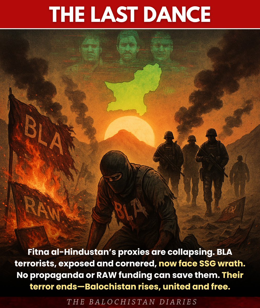 Abbasbugti52's tweet image. The final cries of Fitna al-Hindustan: BLA’s propaganda collapses under SSG wrath

The terrorists of Fitna al-Hindustan—India&apos;s proxies in Balochistan—have sealed their dark fate. No propaganda, no fake visuals, and no foreign funding can save them now from the wrath of…