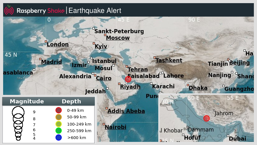 raspishakEQ's tweet image. Preliminary M5.0 #Earthquake
ID: #rs2025oscvfa
2km from #Asalouyeh, #SouthernIran
2025-07-28 03:54 UTC
Source: #USGS
@raspishake
Join the largest #CitizenScience EQ community ➡ raspberryshake.org
EVENT ➡ stationview.raspberryshake.org/#?event=rs2025…