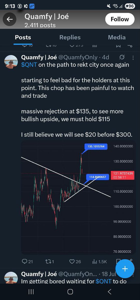SebasP49474734's tweet image. $QNT
So apparently according to the rumours @QuamfyOnly went 100X Short on his $5 QNT bag to pay @Ketta132 .. unfortunately he got liquidated again….