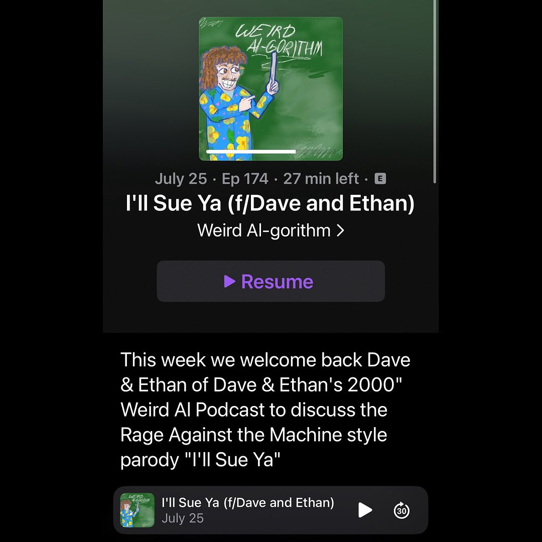 2000inch's tweet image. On the strong advice of our legal team, we advise you to listen! Catch Dave and Ethan on the latest episode of the Weird Al-gorithm podcast as they litigate the madness of “I’ll Sue Ya.”