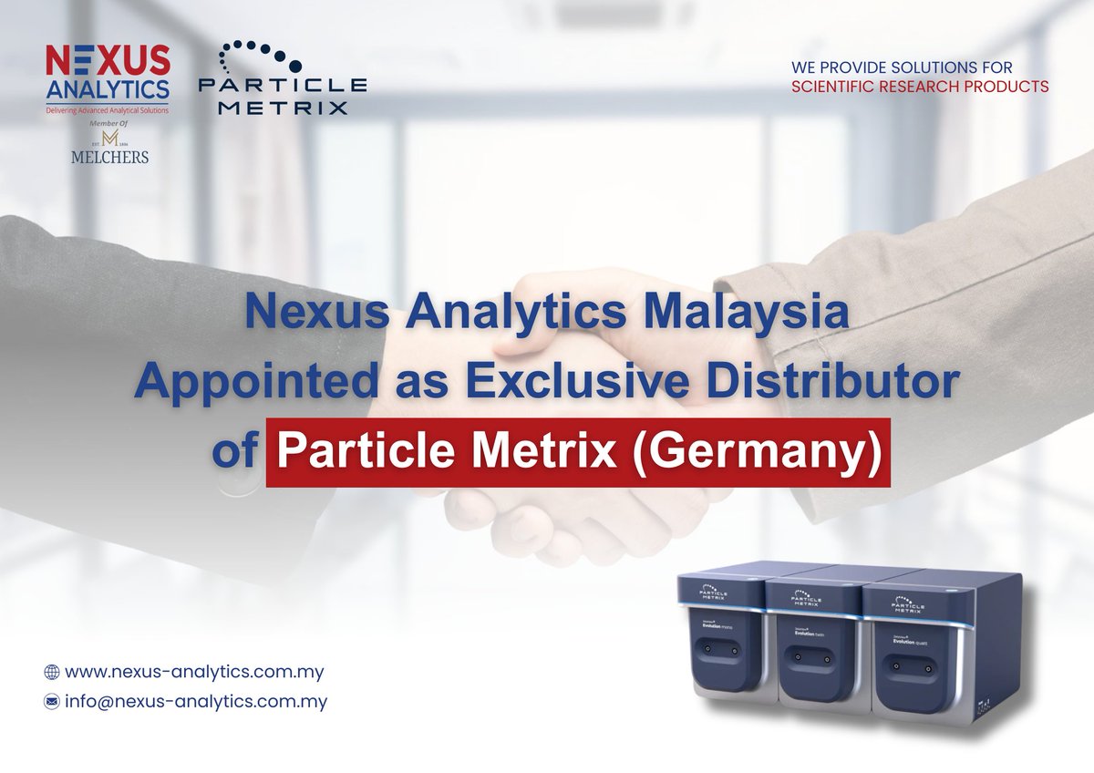 📢We’re proud to share that Particle Metrix (Germany) has appointed Nexus Analytics Malaysia as their exclusive distributor. This marks the second country in Southeast Asia where Particle Metrix has chosen to collaborate with the Nexus Analytics Group.

🌐 nexus-analytics.com.my