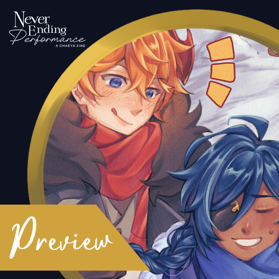 what could these two dorks be doing? find out what happens when you preorder the #NEPerformanceZine by <a href="/chaeyafanzine/">Never-Ending Performance: Chaeya Zine</a> !!!