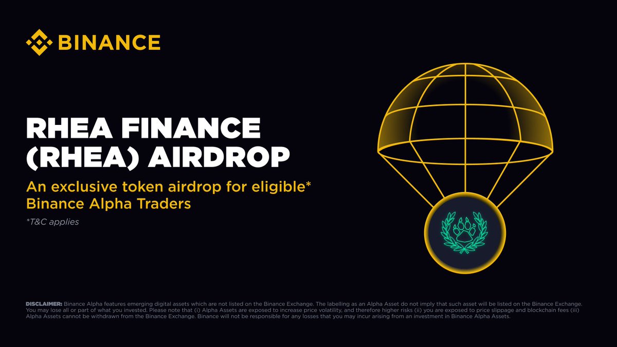 Get ready! Binance Alpha will be the first platform to feature Rhea (RHEA) on July 30th.

Eligible users can claim their airdrop using Binance Alpha Points on the Alpha Events page once trading opens. Further details will be announced soon.

Please stay tuned to Binance’s
