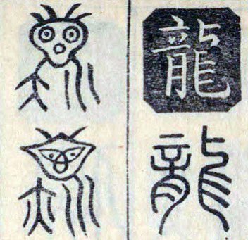pilgrimoon's tweet image. 清代の書体字典『六書通』の日本バージョンである『偏類六書通』(国書データベース)の龍の書体の一部。まるでタコ型宇宙人のような書体がかわいすぎる。王権や仏法の守護者としての威厳はないが、これはこれで使ってみたい誘惑にかられる。