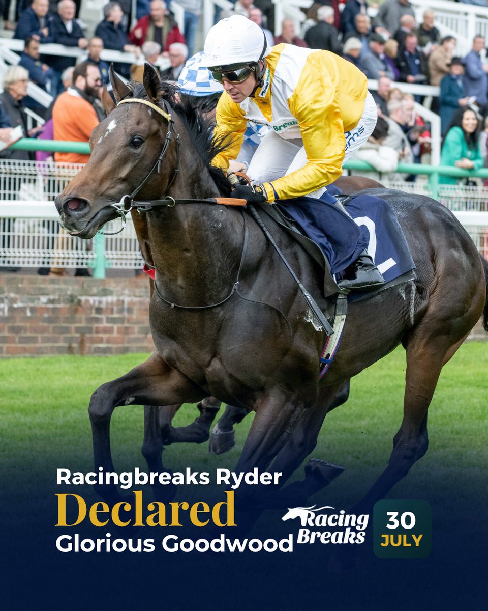OldGoldRacing's tweet image. RacingBreaks Ryder has been declared to run at #GloriousGoodwood on July 30th in the 16:55 World Pool Bet With The tote Handicap over 7f!
Kieran Shoemark is back on board Ryder. The last time these two paired up, Ryder finished third at Glorious Goodwood... 👀