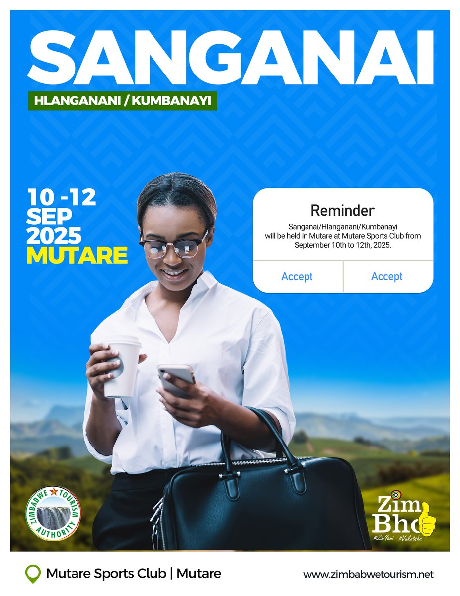 Don’t miss the 2025 Sanganai/Hlanganani Kumbanayi Tourism Expo! Set against the Mystique of the Eastern Highlands, it’s your chance to connect, learn, and be inspired by the expanding tourism industry right where the breathtaking mountains meet opportunity.

For more information