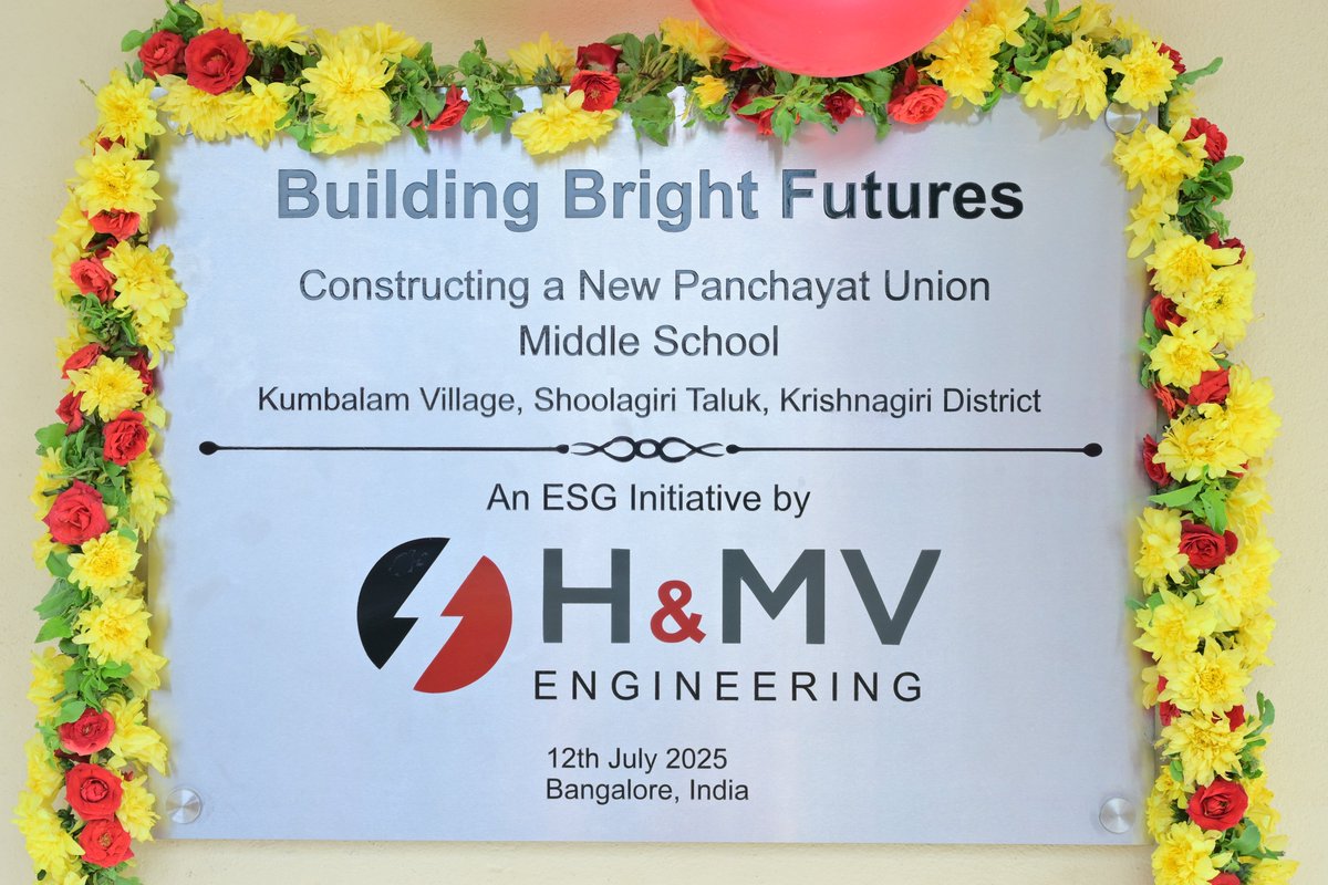 As part of our ESG initiatives in India, we're thrilled to announce the completion and inauguration of a new Panchayat Union Middle School at Kumbalam, Shoolagiri Union, Krishnagiri DT. 🏫

At H&amp;MV, we believe ESG starts with each of us. T

#ESGisMe #HMVEngineering