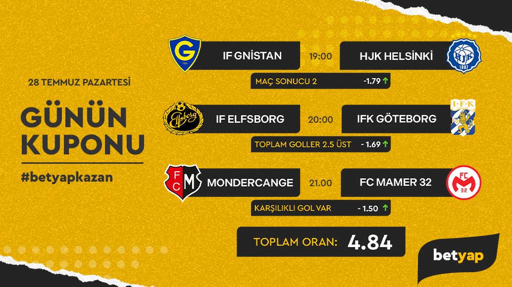 ⚽ Günlük kupon tahminleriyle kazanmaya hazır mısınız?
Betyap’ta en iddialı tahminler ve yüksek oranlarla şansınızı katlayın! 💸
👉 Betyap, kazanmaya başla.
👉 rebrand.ly/8b8c40