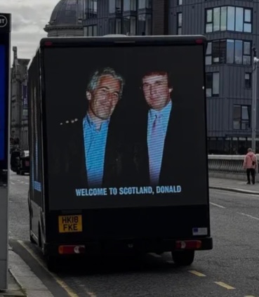 On the back of a truck in Aberdeen today in time for Trump’s visit.

Hope they can position it where he can see it…