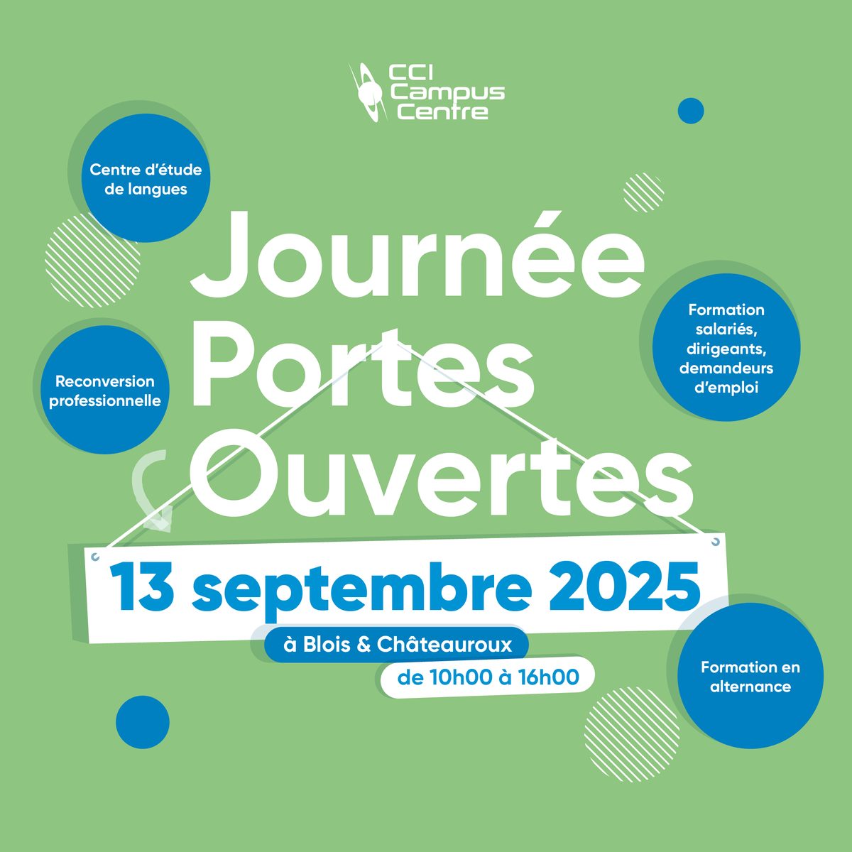 cci_indre's tweet photo. Le 13/09, le @CampusCentre36 ouvre ses portes à #Châteauroux pour vous présenter ses #formations professionnelles, initiales, continues, par #alternance, ses cours de langue via son #CEL et d'autres accompagnements comme celui à la création-reprise d'entreprise !
@CCI_CentreVdL https://t.co/6VfZMzCFcE