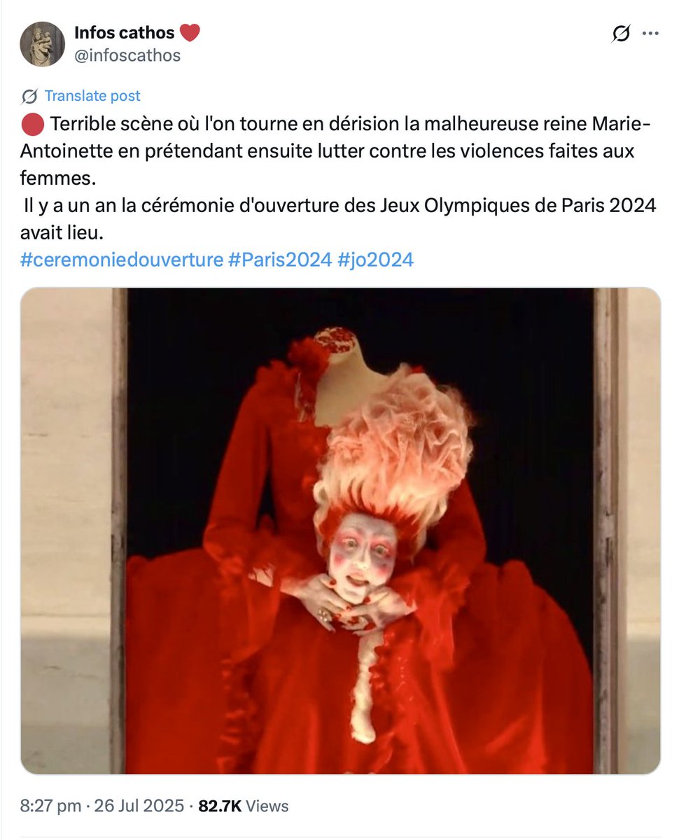 Message à l'auteur du compte :

Instrumentaliser la lutte contre les féminicides &amp; les VSS, pour exprimer (de façon ridicule) votre idéologie, est ignoble.

Au lieu de réprouver un spectacle, si vous passiez votre temps dénoncer les VSS au sein de Bétharram, par exemple.
