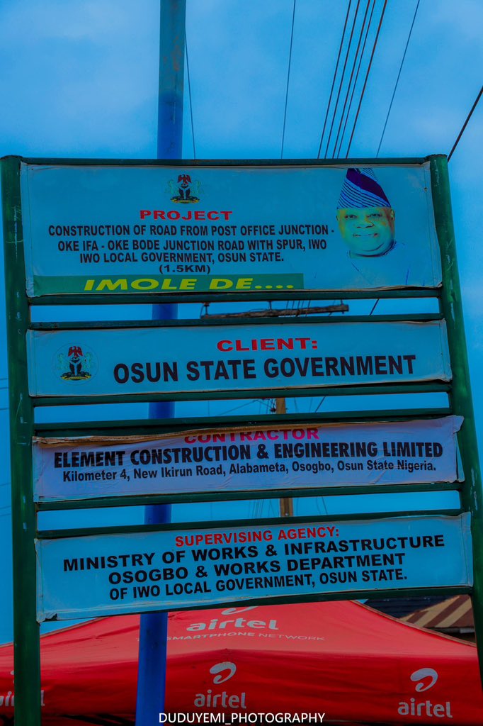 Osun_Works_Min's tweet image. COMPLETED PROJECT ALERT ‼️
Construction of Post Office Junction - Oke Ifa - Oke Bode Junction Road, Iwo.
#OsunInfraFocus
#ImoleImpactfulGovernance
#ForAGreaterOsun
#QualityInfrastructure