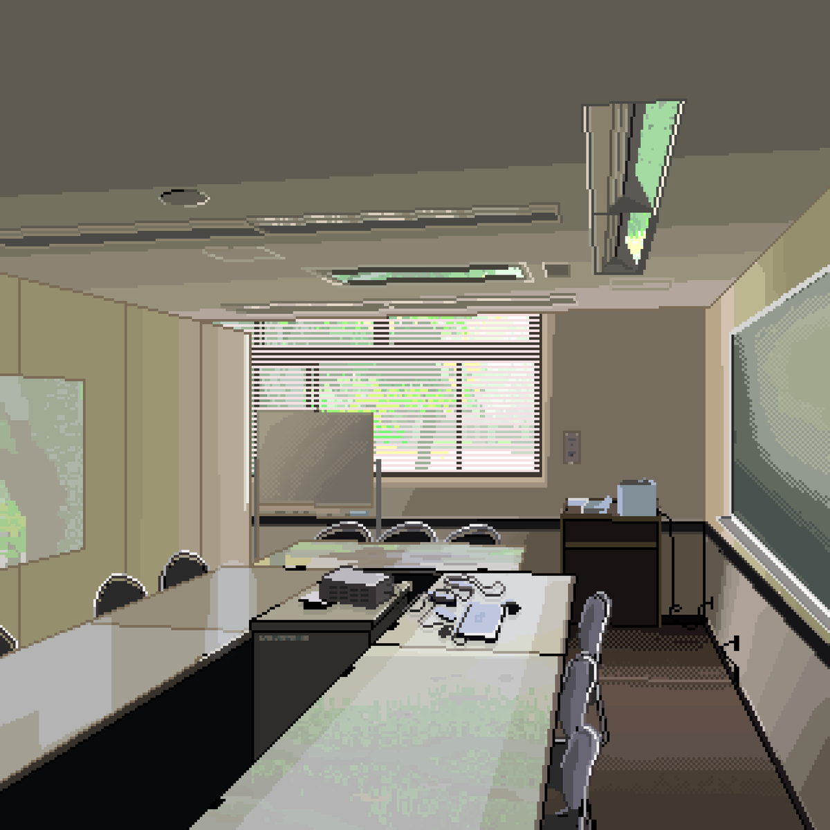 一番乗り
#ドット絵 #Pixelart #風景 #教室 #夏
まだ誰も来ていないみたいです