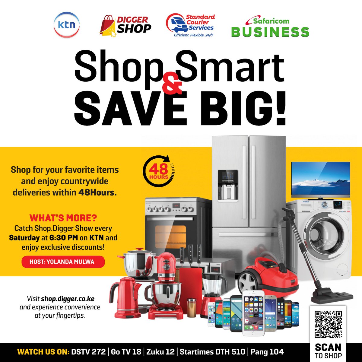 SpiceFMKE's tweet image. Your Favorite Items Delivered in 48 Hours!
Shop smart with Shop.Digger and unlock amazing deals weekly.
Catch the show on KTN every Saturday at 6:30 PM.
shop.digger.co.ke