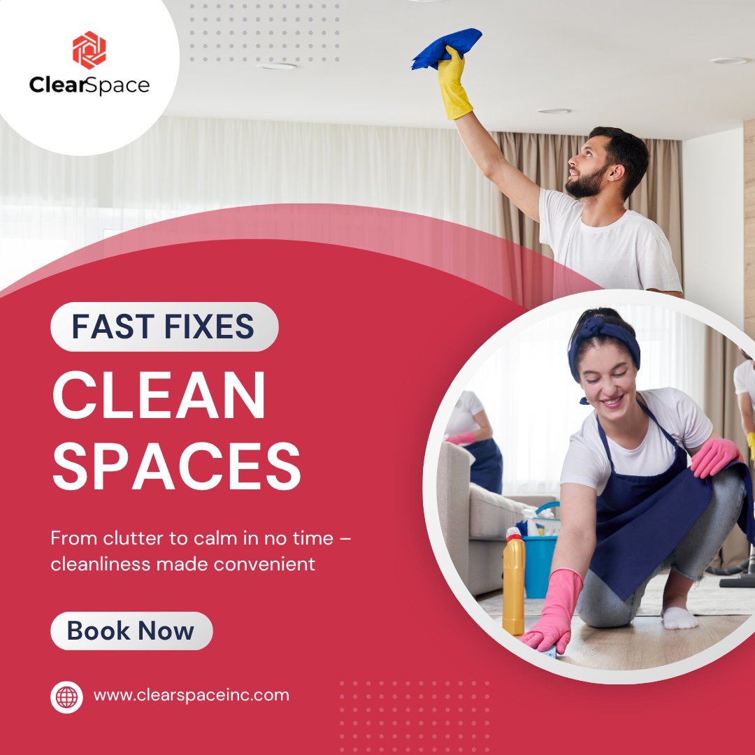 clearspaceinc's tweet image. ✨ Fast Fixes, Clean Spaces – From Clutter to Calm, Effortlessly⭐

👉 Quick, thorough cleaning solutions
👉 Trusted professionals at your service

For more information!
Visit us: clearspaceinc.com

#ClearSpace #FastFixes #CleanSpaces #DeclutterAndRelax