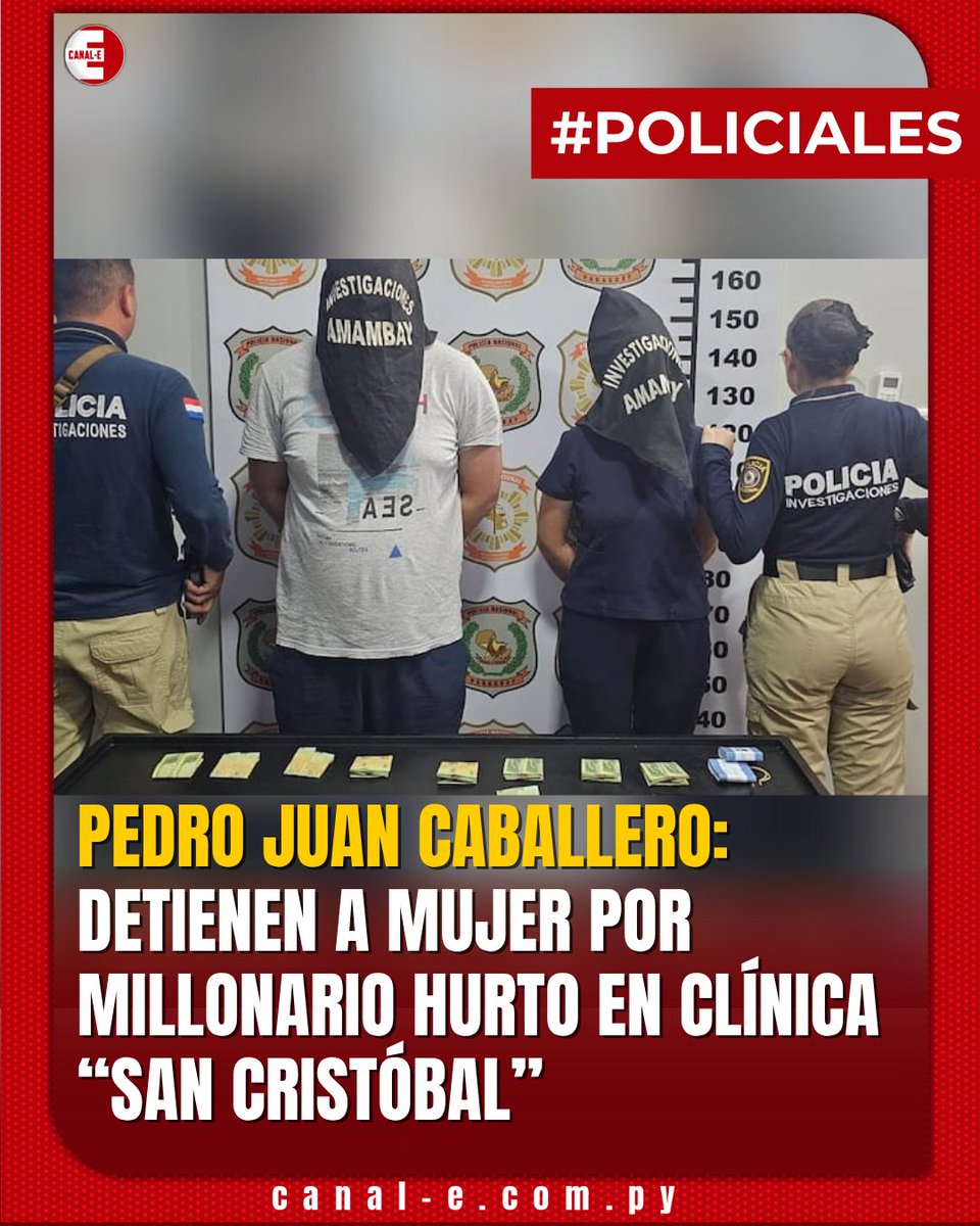 canal_e_py's tweet image. #Policiales Una mujer que se desempeña como recepcionista de una clínica odontológica fue detenida en Pedro Juan Caballero, luego de ser sindicada como autora del robo de una millonaria suma de dinero.
canal-e.com.py/pedro-juan-cab…
📺 YouTube: @canal_e_py
📲 WhatsApp: 0985985011