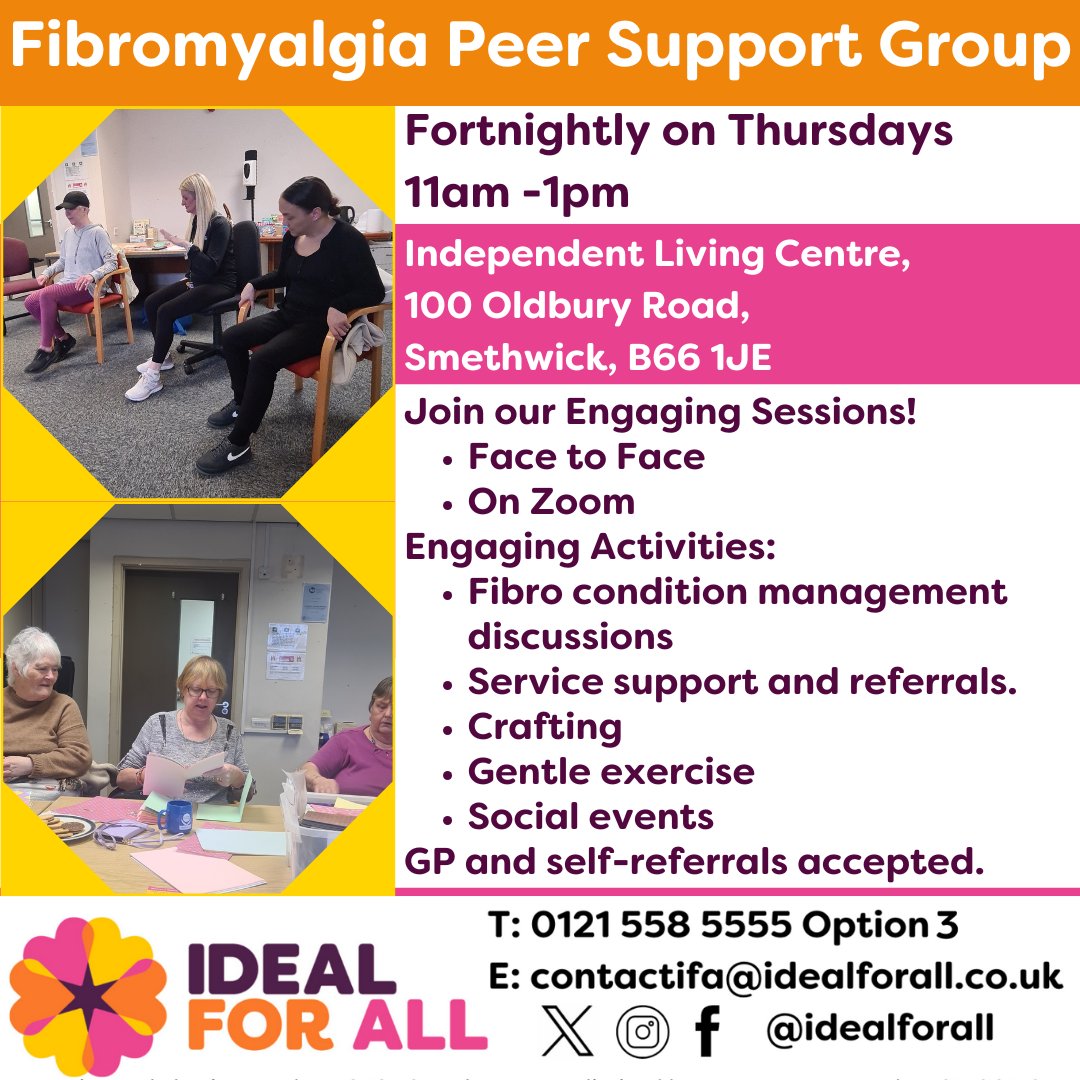 Do you live with fibromyalgia, Arthritis or a long term pain condition? 
Come and join our friendly support group. 
We meet every two weeks to talk, share ideas, and feel less alone.
We have guest speakers, do creative activities and much more. 
Next group: Thursday 7th August