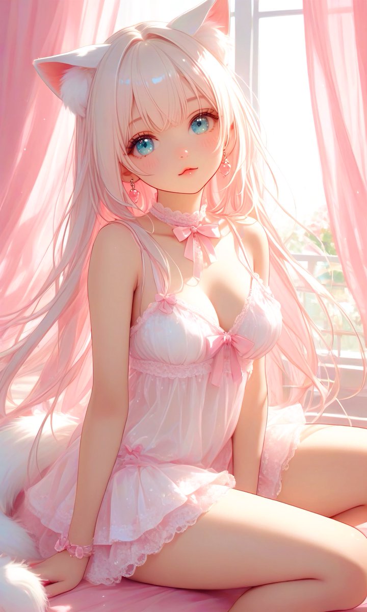 Shuganeko's tweet image. #AIイラスト #プロンプト
#美少女 #猫耳 #ロリ
#AIイラスト好きさんと繋がりたい

🩷ミルク（Milk）

「ミルクのこと、たっぷり甘やかしてにゃん♡ ずっと一緒にいようね…」

𓏲 ฅ^•ﻌ•^ฅ🐾 o,+:｡☆
何かの擬人化ではない猫耳ちゃん☺️
ふわふわしっぽ〜( ु ›ω‹ ) ु♪