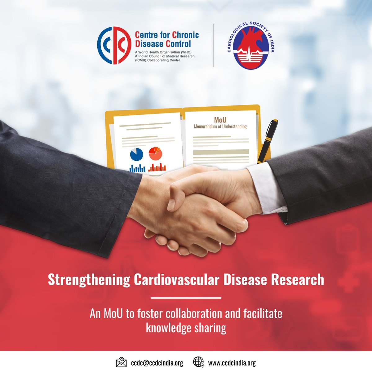 Centre for Chronic Disease Control (@indiaccdc) on Twitter photo Excited to share that <a href="/INDIACCDC/">Centre for Chronic Disease Control</a> and Cardiological Society of India (CSI) have joined hands through a new #MoU to tackle the growing burden of cardiovascular disease in India.
This partnership will drive research, knowledge sharing, and evidence-based strategies to improve Excited to share that <a href="/INDIACCDC/">Centre for Chronic Disease Control</a> and Cardiological Society of India (CSI) have joined hands through a new #MoU to tackle the growing burden of cardiovascular disease in India.
This partnership will drive research, knowledge sharing, and evidence-based strategies to improve