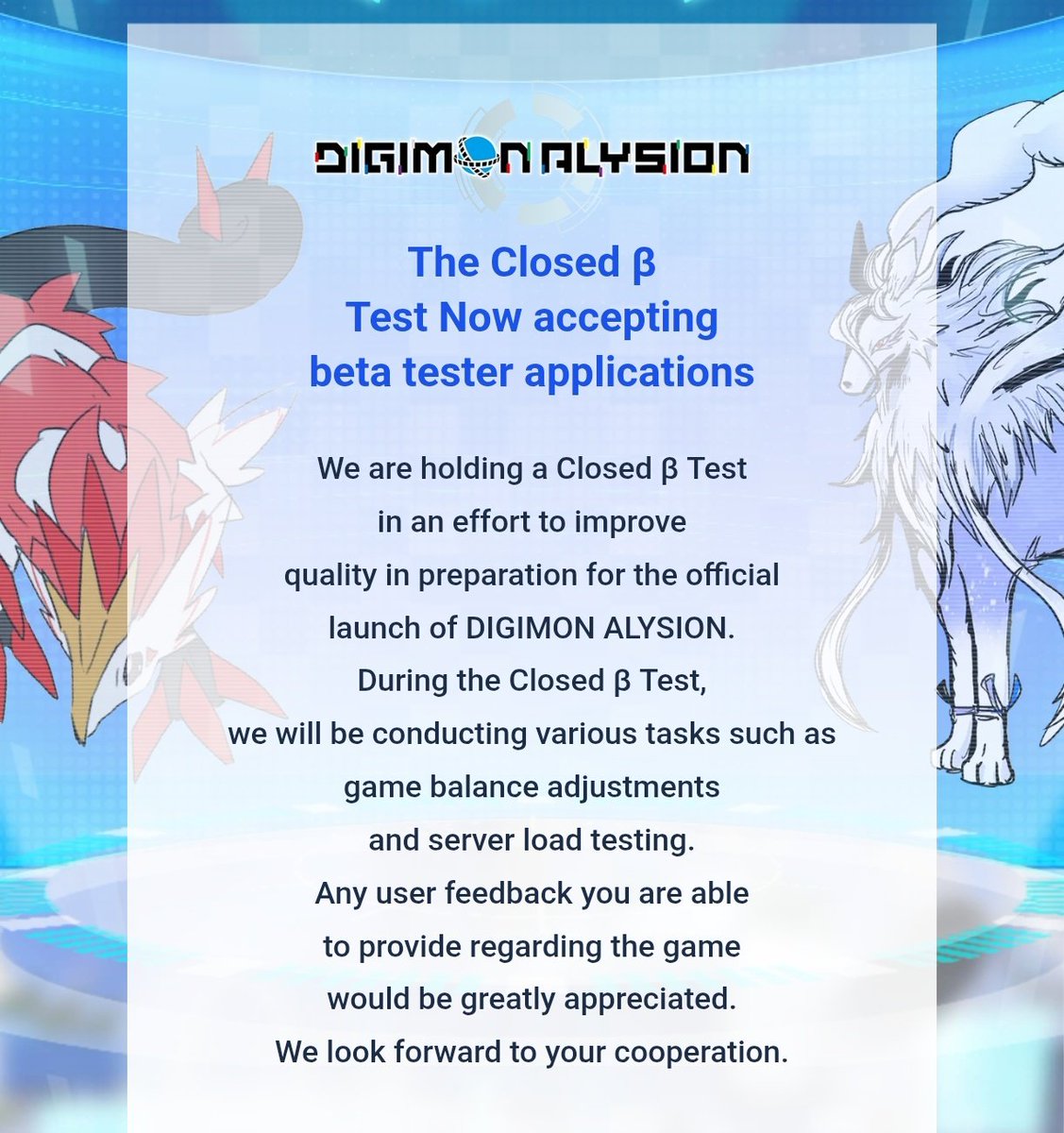 digimon_tcg_SP's tweet image. 📰[NOTICIA]📰

La beta cerrada de #DigimonAlysion llega con muchas novedades

Nuevas imágenes de Lyskmon y Tenkomon