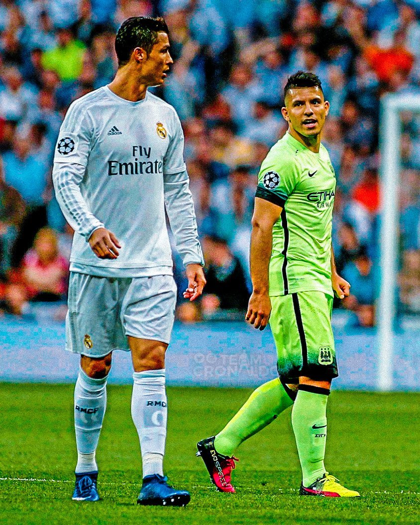 TeamCRonaldo's tweet image. ‼️🗣️ Kun Aguero (Messi&apos;s friend):
 
“Cristiano Ronaldo and Lionel Messi are at the same football level.” 🔙