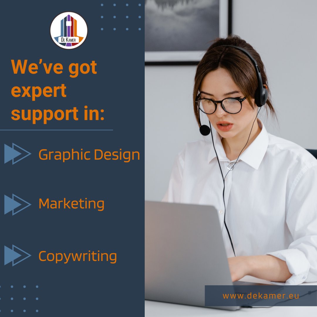 Being your own marketing team, copywriter, and designer must be exhausting. 🫠

Let DeKamer Virtual Services step in so you can get back to the big picture.

📩 Reach us at: jeannine@dekamer.eu

#DeKamerEU #DeKamerNetherlands #CoworkingNetherlands