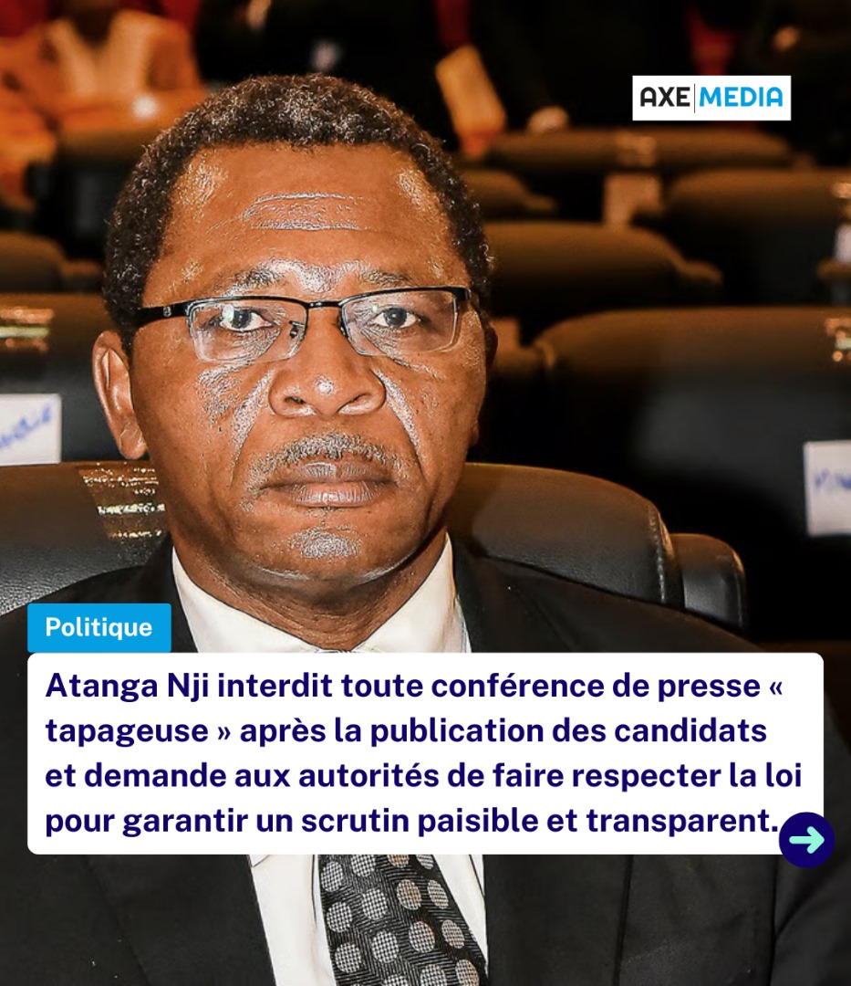 axemedia2023's tweet image. 🛑Le ministre Paul Atanga Nji a proscrit toute manifestation ou conférence de presse jugée tapageuse, susceptible de troubler l’ordre public après la publication des candidatures.
📜Il insiste sur le recours exclusif aux voies légales, notamment le Conseil Constitutionnel, pour…