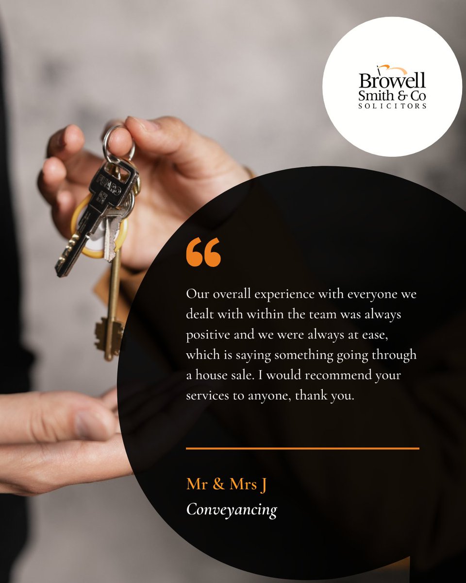 Starting another week with a great testimonial for our Conveyancing department🌟  

At Browell Smith &amp; Co Solicitors, our team is here to make this process as straightforward as possible: bit.ly/2J3TPet