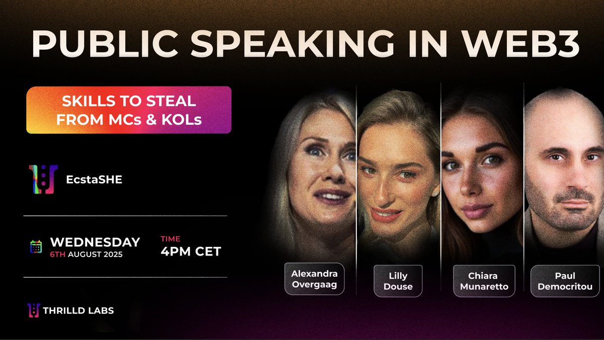 On August 6th (4 PM CET), we will host a live event about Public Speaking + #Web3. Which tricks can we steal from MCs and KOLs in the space?! 🔥

Sign up for the event on LinkedIn:
linkedin.com/events/publics…