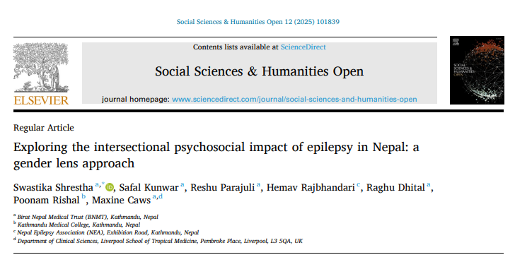 With this research I wanted to share the stories of people living with epilepsy in Nepal. 

Fresh off the press is this article that explores the impact of epilepsy on people's lives:
sciencedirect.com/science/articl…

Thank you <a href="/RSTMH/">Royal Society of Tropical Medicine and Hygiene</a> and <a href="/BiratNepal/">Birat Nepal Medical Trust</a> for making this research possible! 🙏